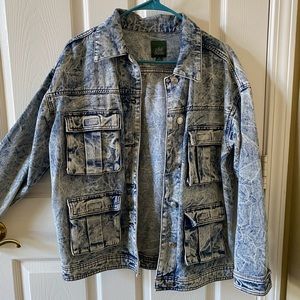 Over size acid wash denim jacket